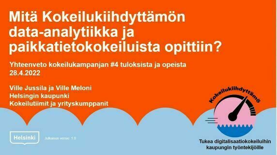 Data-analytiikka- ja paikkatieto 2021 - kokeilukampanjan yhteenveto